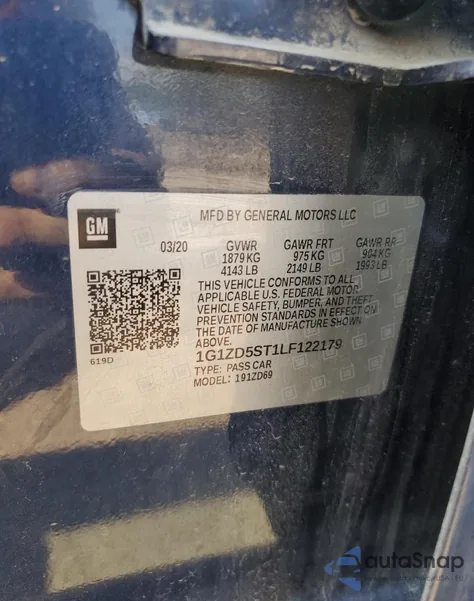 2020 Chevrolet Malibu Lt из США, поврежденный, VIN 1G1ZD5ST1LF122179